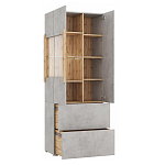 Шкаф-витрина двухдверная с фасадом цвета серый бетон Grace of Furniture варинант исполнения - 3 | Loft Concept в Ульяновске