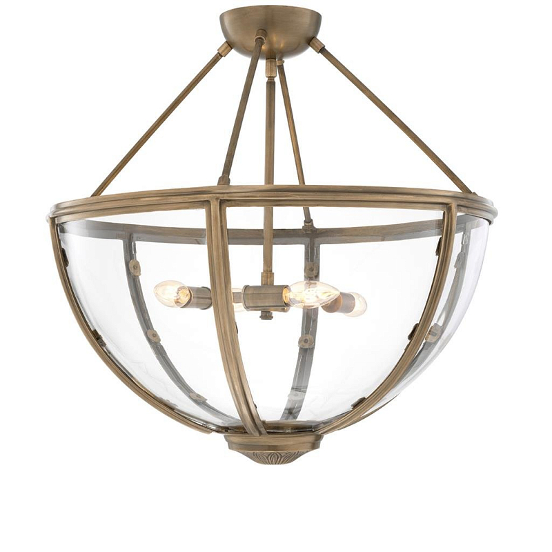 Потолочный светильник Eichholtz Ceiling Lamp Deveraux Antique brass Латунь Античная полированная Прозрачное Стекло в Ульяновске | Loft Concept 