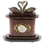 Часы настольные из натурального камня с декором в виде двух лебедей Swans Stone Clock варинант исполнения - 5 | Loft Concept в Ульяновске