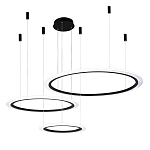 Люстра подвесная светодиодная с тремя черными кольцами и пультом управления Ring Horizontal варинант исполнения - 2 | Loft Concept в Ульяновске
