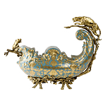 Чаша голубого цвета с оранментом и и бронзовыми фигурами леопардов Eden Garden варинант исполнения - 3 | Loft Concept в Ульяновске