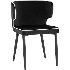 Стул Mateo Chair Черный Велюр с Белым кантом