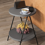 Стол приставной с 2-мя круглыми столешницами цвета антрацит ESSEL SIDE TABLE ANTHRACITE варинант исполнения - 7 | Loft Concept в Ульяновске