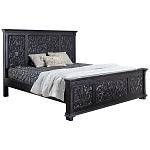 Двуспальная кровать из массива манго с резьбой Vega Grey Mango Bed варинант исполнения - 1 | Loft Concept в Ульяновске