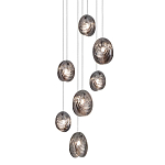 Люстра каскадная с 7-ю круглыми плафонами из рельефного стекла Disc Light варинант исполнения - 1 | Loft Concept в Ульяновске