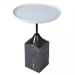Кофейный столик с круглой столешницей и мраморным основанием Steel Reliability варинант исполнения - 2 | Loft Concept в Ульяновске