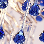 Люстра овальная с синими стеклянными подвесками в форме капель FAIRYTREE Light варинант исполнения - 2 | Loft Concept в Ульяновске