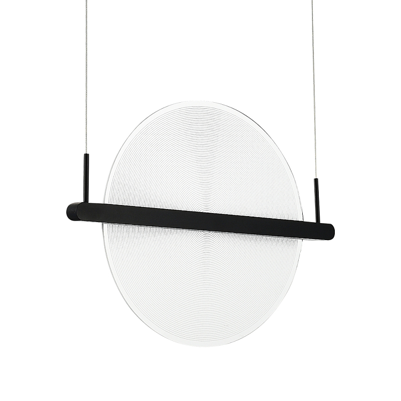 Светодиодный подвесной светильник круглой формы с металлическим черным каркасом Marble Glow Прозрачный Черный в Ульяновске | Loft Concept 
