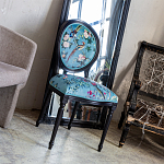 Стул из массива бука бирюзовый с изображением птиц и цветов Turquoise Chinoiserie Birds Garden Chair варинант исполнения - 7 | Loft Concept в Ульяновске