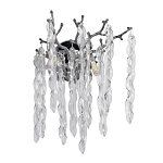 Бра цвета хром с ветвями и прозрачными стеклянными подвесками в виде вытянутых спиральных капель Droplet Chandelier варинант исполнения - 1 | Loft Concept в Ульяновске