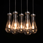 Люстра с 7-ю прозрачными плафонами из стекла в форме капли на круглом потолочном основании цвета хром Lucid Rain  варинант исполнения - 5 | Loft Concept в Ульяновске