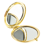Зеркало карманное двухстороннее круглое из натурального камня Серафинит в подарочной упаковке Gold Stone Mirrors варинант исполнения - 2 | Loft Concept в Ульяновске