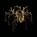 Бра в форме ветвей деревьев золотого цвета с прозрачными подвесками-каплями Droplet Bra варинант исполнения - 4 | Loft Concept в Ульяновске