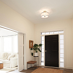 Потолочный светильник с двойным цилиндрическим плафоном из белого стекла и прозрачной органзы Kichler варинант исполнения - 11 | Loft Concept в Ульяновске