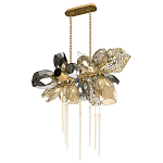 Люстра подвесная с 18-ю стеклянными плафонами с вертикальными подвесками Gilded Mirage  варинант исполнения - 5 | Loft Concept в Ульяновске