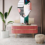 Дизайнерский комод овальный с розовой бархатной обивкой Edith варинант исполнения - 4 | Loft Concept в Ульяновске