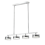 Люстра светодиодная с 4-мя круглыми прозрачными плафонами цилиндрической формы из акрила и стекла с пультом для регулировки света Glass Lamp Chromium варинант исполнения - 1 | Loft Concept в Ульяновске