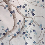 Обои ручная роспись Plum Blossom Inky Hokusai on Sterling Silver gilded silk варинант исполнения - 1 | Loft Concept в Ульяновске