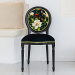 Стул чёрный из натурального бука с изображением птица в саду Blooming Red Birds варинант исполнения - 3 | Loft Concept в Ульяновске