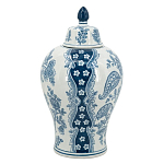 Ваза с крышкой и голубым цветочным рисунком 37 см Blue & White Ornament варинант исполнения - 2 | Loft Concept в Ульяновске