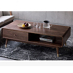 Кофейный стол из дерева с ящиком и нишей для хранения Coffee Walnut Table варинант исполнения - 3 | Loft Concept в Ульяновске
