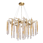 Люстра подвесная золотого цвета с разветвленными ветвями и прозрачными стеклянными подвесками Droplet Chandelier варинант исполнения - 2 | Loft Concept в Ульяновске
