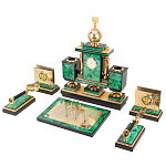 Настольный письменный набор из малахита и долерита с декором в виде герба России Leader Organizer варинант исполнения - 2 | Loft Concept в Ульяновске