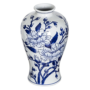 Ваза с бело-синей росписью и изображением цветов Blue & White Ornament