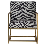 Кресло с металлическим золотистым каркасом и мягкой обивкой с чёрно-белым принтом зебры Wild animals варинант исполнения - 1 | Loft Concept в Ульяновске