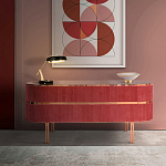 Дизайнерский комод овальный с розовой бархатной обивкой Edith варинант исполнения - 2 | Loft Concept в Ульяновске