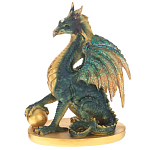 Декоративная статуэтка Дракон Dragon Holding Sphere Green Gold Statuette варинант исполнения - 1 | Loft Concept в Ульяновске