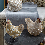 Статуэтка курица с белым цветочным узором и металлическими ножками Rustic Chicken варинант исполнения - 4 | Loft Concept в Ульяновске