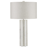 Настольная лампа мраморная с тканевым цилиндрическим абажуром Sharpened варинант исполнения - 4 | Loft Concept в Ульяновске