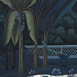 Обои ручная роспись Phuljhari Original colourway on Empire Blue dyed silk варинант исполнения - 3 | Loft Concept в Ульяновске