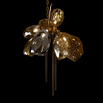 Люстра подвесная со стеклянными плафонами из дымчатого и золотистого с тремя вертикальными подвесками Gilded Mirage  варинант исполнения - 7 | Loft Concept в Ульяновске