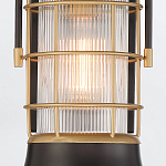 Настенный фонарь цилиндрической формы с рифленым стеклом в золотом каркасе на черном прямоугольном основании Eurofase варинант исполнения - 15 | Loft Concept в Ульяновске