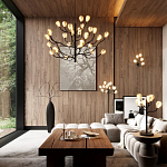 Люстра подвесная черного цвета с ветвями и белыми фарфоровыми цветами Floralis варинант исполнения - 3 | Loft Concept в Ульяновске