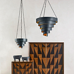 Подвесной светильник в форме спирали черный с золотой внутренней отделкой Warm Glow варинант исполнения - 3 | Loft Concept в Ульяновске