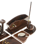 Настольный письменный набор с часами из природного камня обсидиана Competent Leader варинант исполнения - 5 | Loft Concept в Ульяновске