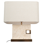 Настольная лампа с прямоугольным основанием из натурального камня c тканевым абажуром Lapis Tiburtinus варинант исполнения - 3 | Loft Concept в Ульяновске