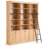 Книжный шкаф из массива сосны с металлической лестницей Burton Wood Cabinet варинант исполнения - 4 | Loft Concept в Ульяновске