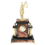 Часы настольные бронзовые из натурального камня Яшма с декором в виде Фемиды Themis Stone Clock варинант исполнения - 1 | Loft Concept в Ульяновске