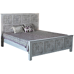 Двуспальная кровать из массива манго с резьбой Floro Grey Mango Bed варинант исполнения - 1 | Loft Concept в Ульяновске