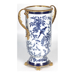 Ваза с бронзовыми ручками и синим цветочным узором Blue & White Ornament варинант исполнения - 2 | Loft Concept в Ульяновске