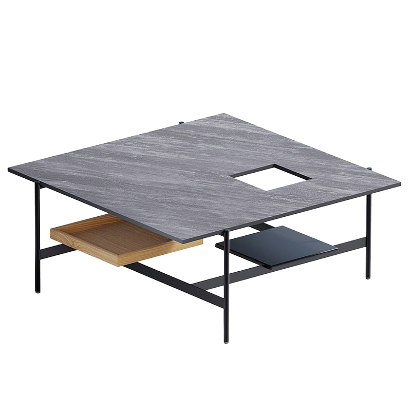 Karat журнальный столик цвета серый камень с съемным подносом Серый Черный в Ульяновске | Loft Concept 