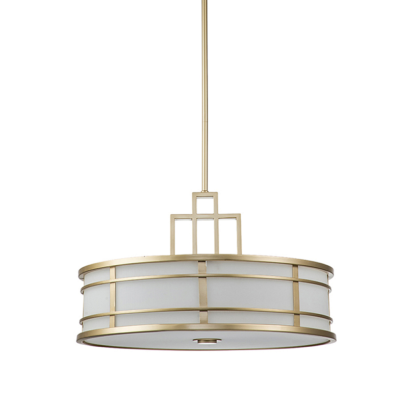 Подвесной светильник цвета латунь с белым матовым плафоном с геометрическим рисунком Feiss Латунь Белый в Ульяновске | Loft Concept 