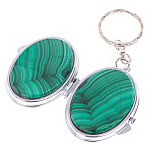 Зеркало брелок карманное двухстороннее из натурального камня Малахит Stone Mirrors варинант исполнения - 2 | Loft Concept в Ульяновске