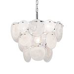 Люстра из белых стеклянных дисков на серебрянном каркасе White Glowing Reflectors варинант исполнения - 1 | Loft Concept в Ульяновске