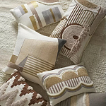 Чехол на подушку с вышивкой в виде геометрических узоров Beige Calista Rect варинант исполнения - 7 | Loft Concept в Ульяновске