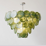 Люстра из зеленых стеклянных дисков с перламутровым эффектом Green Glowing Glaze варинант исполнения - 2 | Loft Concept в Ульяновске